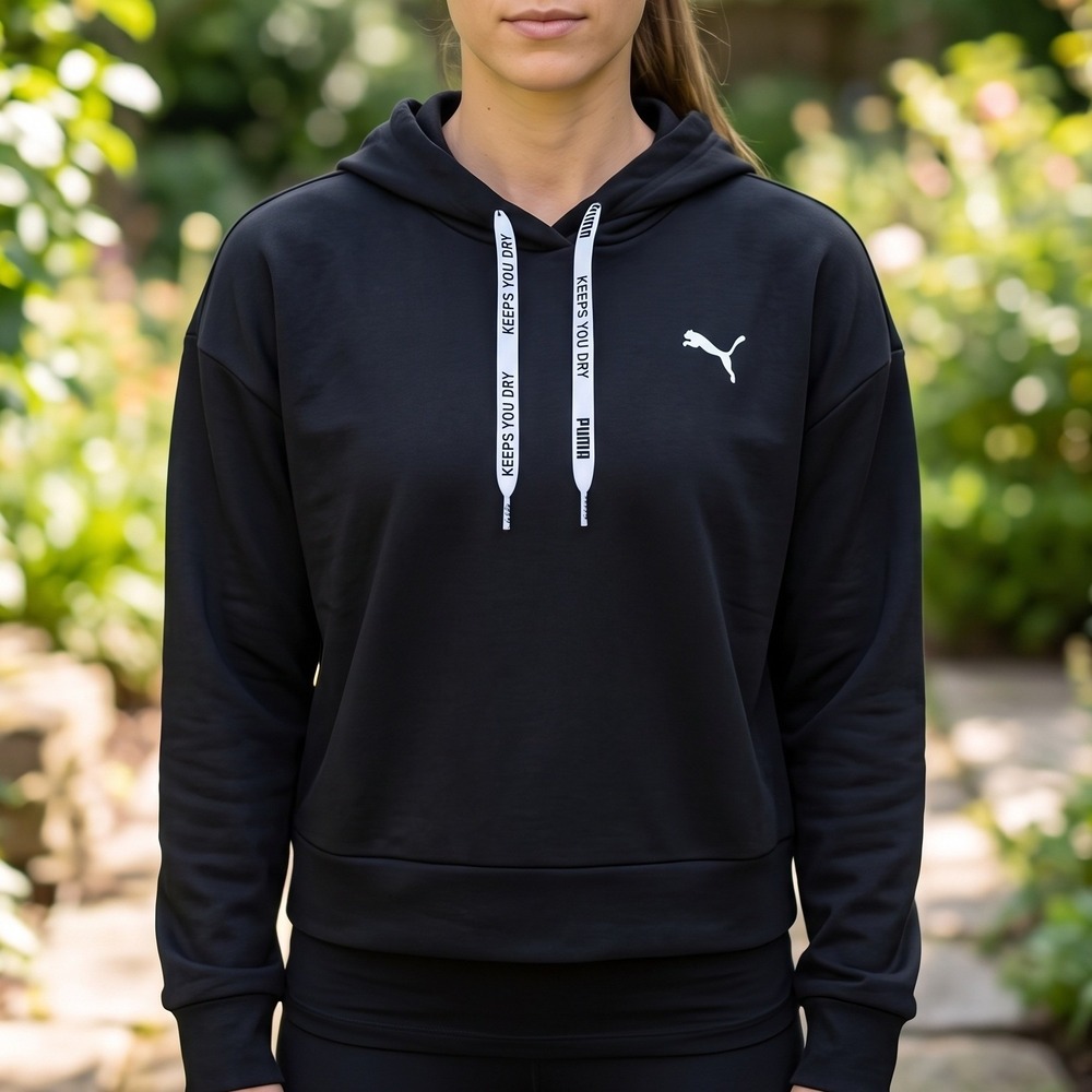 Puma Black Pullover‎ Cropped Hoodie Keeps You Dry Moisture Wicking Sweatshirt